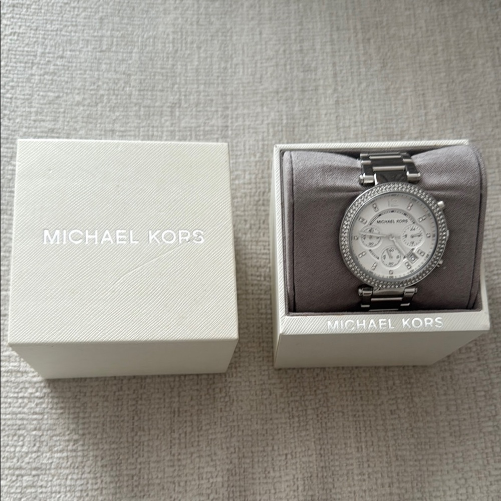 Michael Kors Silver Watch with Crystal Embellishments MK5353